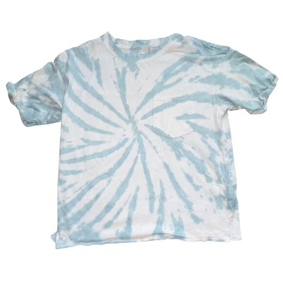 American Eagle Womens Oversized Tie Dye Cropped Tee/T-Shirt-Blue/White-XS-GUC - Picture 1 of 5